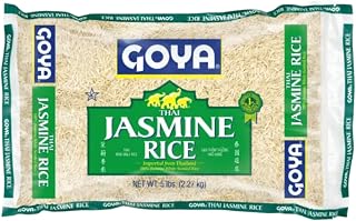 Goya Thai Jasmine Rice, Long Grain, Fluffy, Latin Dishes, 5 Pound, 2-Pack