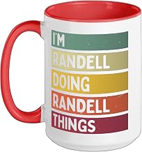 I'm Randell Doing Randell Things Funny Custom Name Ceramic Mug, Red/White, 15oz
