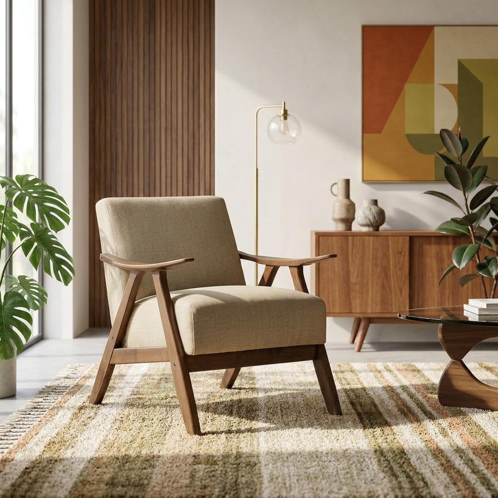 Textured Fabric-Upholstered Accent Chair with Arms by Starlight Canyon Home – Textured, Brown