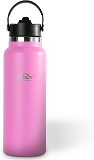 Fuller Brush Fuller Stainless Steel Water Bottle with Straw Lid – BPA-Free, Sweat-Proof, Leak-Proof Travel Mug – Double Wall Insulated for Hot & Cold Drinks – Carry Handle (Bright Pink, 40 Oz.)