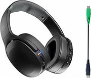 Crusher Evo Wireless Bluetooth Headphones with Extra USB-C Charging Cable, Multi-Sensory Bass, Noise Isolating Over-Ear Fit, 40 Hours Battery, Microphone for iPhone Android - True Black