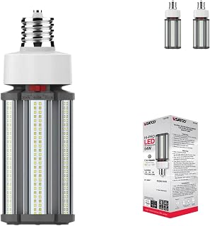 Satco S23166 54W LED HID Replacement Corncob EX39 Mogul Ext Base, Type B Ballast Bypass, CCT Selectable 3000K/4000K/5000K, 7560 Lumens, 250W HID Eq, 277-480V, Enclosed, Damp, DLC (2 Pack)