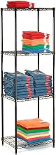 Nexel Black Epoxy, 4 Tier, Wire Shelving Starter Unit, 54"W x 21"D x 86"H