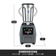 Waring Electronic Touchpad w/3 Minute Timer / Stainless Steel Jar CB15T / 1-Gallon Countertop Blenders