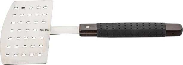 Tablecraft 12884 BBQ Grilling Wide Turner, 9” Blade, Stainless Steel, Soft-Grip Acacia Wood Handle, Heavy-Duty Grill Spatula for Large Foods & Outdoor Cooking