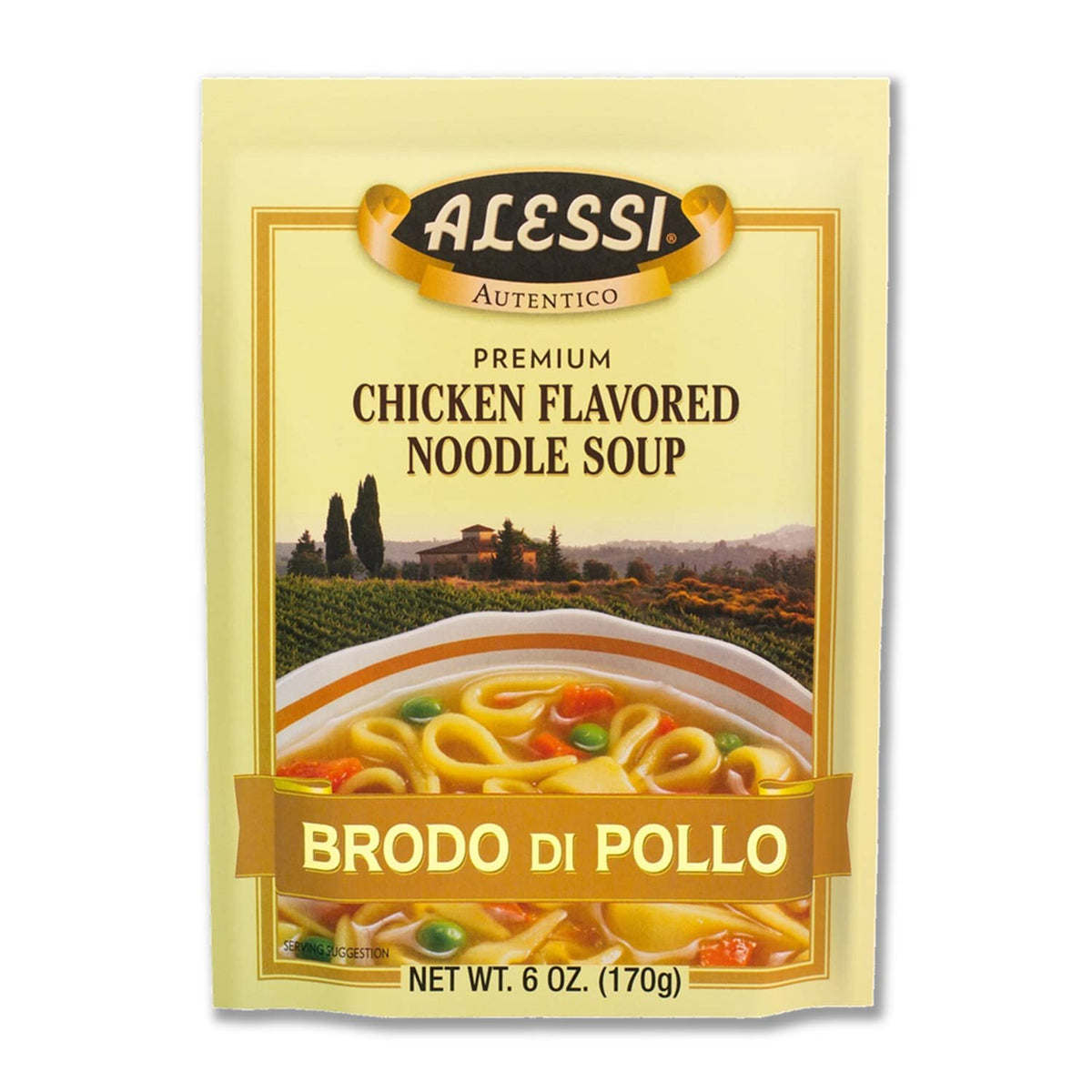 Alessi Chicken Noodle / 6 Ounce (Pack of 6) / 6 Chicken Soups