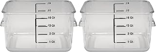 Rubbermaid Commercial Products-FG630400 Plastic Space Saving Square Food Storage Container For Kitchen/Sous Vide/Food Prep, 4 Quart, Clear, LID SOLD SEPARATELY (Pack of 2)