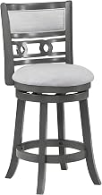 Starlight Canyon Home Solid Wood Swivel Counter Stool with Fabric Seat, Kitchen Island Chairs Stools for Kitchen Counter, Gray