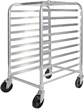 Winco 3" Half-Height Aluminum Sheet Pan Rack, 10 Tier | Swivel casters with brakes, Great for Storage, Organization, Prep Stations and Foodservice