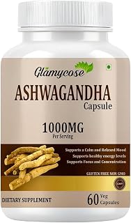 Ashwagandha Capsules, 1000mg, 60 Count, Veg Supplement for Calm Mood, Focus, Energy
