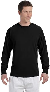 Champion Adult Long Sleeve Taped Crewneck Fitted T-Shirt, Blk, Small
