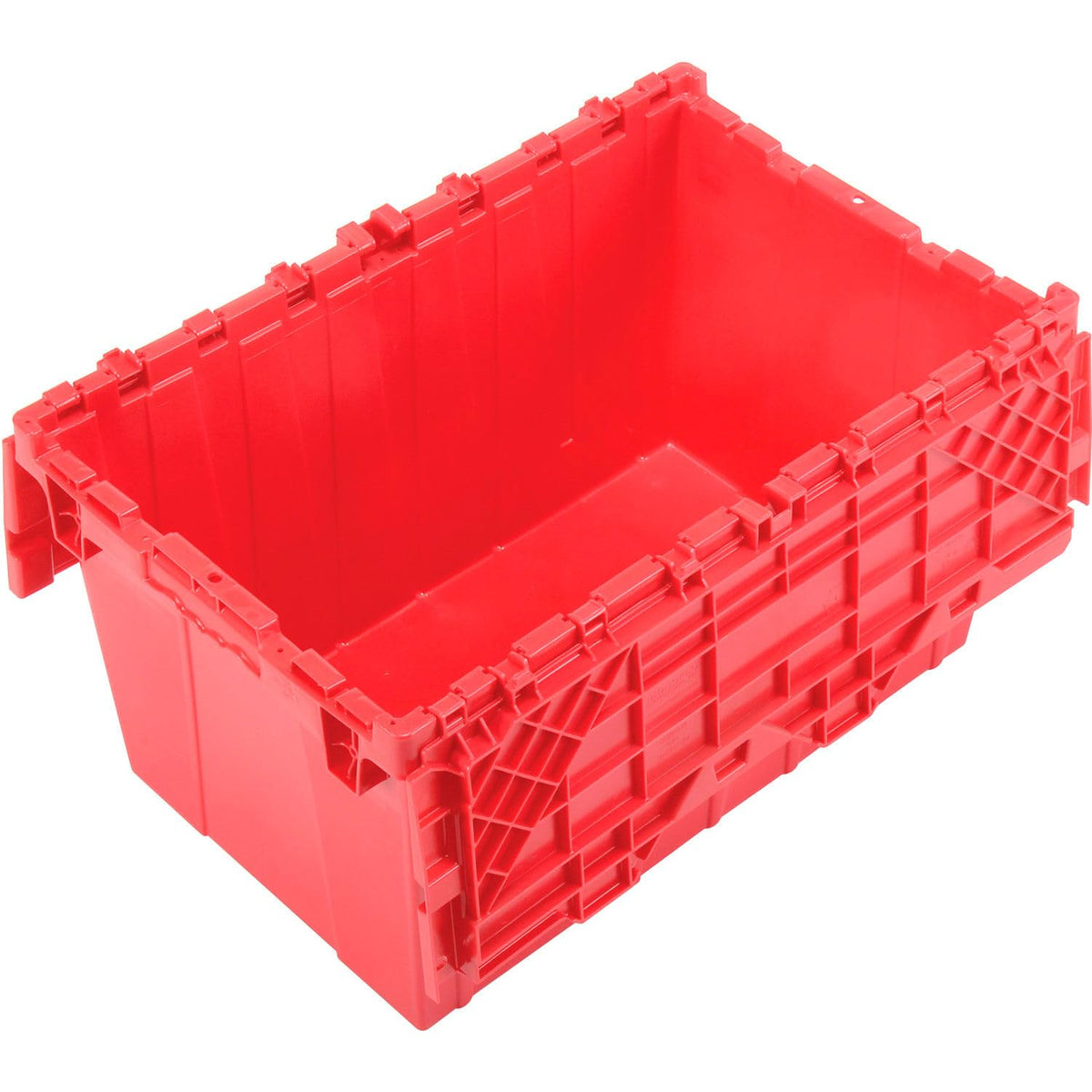 Plastic Attached Lid Shipping & Storage Container by Global Industrial – 25-1/4x16-1/4x13-3/4, 25.25 liters, Plastic, Red, Model 257812RD