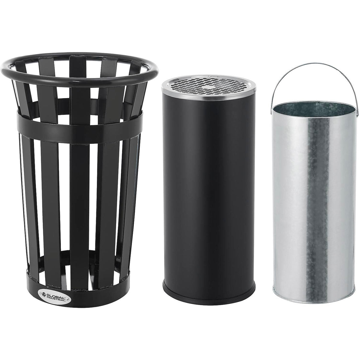Slatted Steel Outdoor Ashtray by Global Industrial – 13 Gallon, Steel, Black, Model M2000