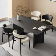 Mesa De Jantar Retro Wooden Dining Table Living Room Black Rock Slab Home Small Apartment Diner Table by JOYNOW – One Size, 200x90x75cm, Model 8524