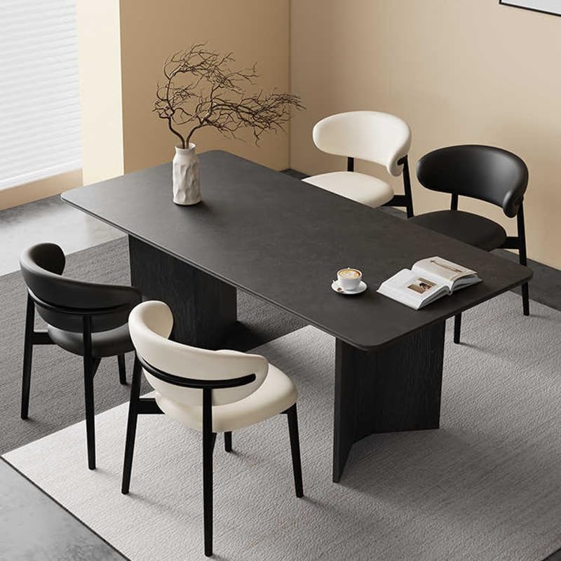 Mesa De Jantar Retro Wooden Dining Table Living Room Black Rock Slab Home Small Apartment Diner Table by JOYNOW – One Size, 200x90x75cm, Model 8524