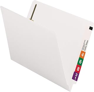 SMEAD Heavyweight End Tab Fastener File Folder, Shelf-Master® Reinforced Straight-Cut Tab, 2 Fasteners, Letter Size, White, 50 per Box (25840)