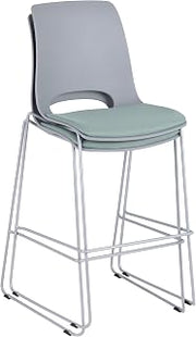 Learniture Graduate Bar-Height Sled Base Chair, Padded Stool for Meeting Spaces, Cafeteria, Break Rooms and Waiting Areas 30" H (Set of 2)