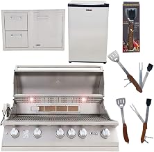 Lion Premium Grills 40-Inch Liquid Propane Grill L90000 with Lion Door and Drawer Combo with Towel Rack and Lion Refrigerator Package Deal with 5 in 1 BBQ Tool Set