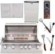 40-Inch Propane Grill L90000 with Lion Door and Drawer Combo with Towel Rack and Lion Refrigerator Package Deal with 5 in 1 BBQ Tool Set by Lion Premium Grills – Model