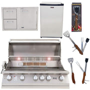 40-Inch Liquid Propane Grill L90000 with Lion Door and Drawer Combo with Towel Rack and Lion Refrigerator Package Deal with 5 in 1 BBQ Tool Set by Lion Premium Grills – Stainless