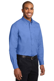 Men's Tall Long Sleeve Easy Care Button-Down Shirt by Port Authority – Cotton, Blue, Model TLS608