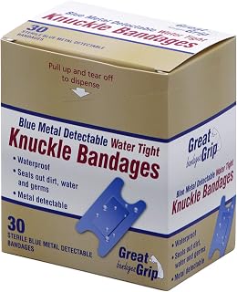 Medique Products 65238 Water Tight Bandage, Blue Metal Detectable Knuckle, 30-Count