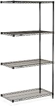 Nexel Black Epoxy, 4 Tier, Wire Shelving Add-On Unit, 48"W x 14"D x 86"H