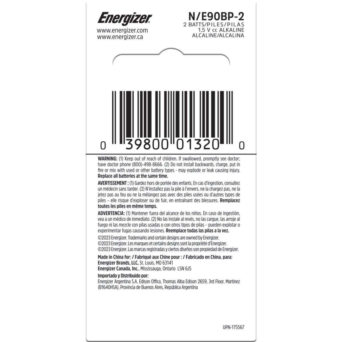 N Batteries by Energizer – 2 Count (Pack of 1), Blend, Multicolor, Pack of 6, Model EVEE90BP2