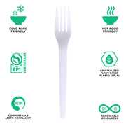 Eco-Products Compostable CPLA 7" Plastic Dinner Forks by ECO PRODUCTS – 7 inch Fork, CPLA Plastic, White, Pack of 1000, Model EP-S017