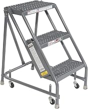 Tri-Arc KDSR003162 3-Step Steel Rolling Industrial and Warehouse Ladder with Grip-Strut Tread, 16-Inch Wide Steps