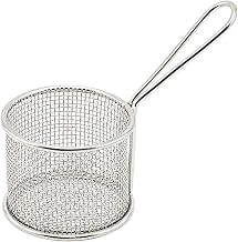 WINCO Mini Fry Basket, Round, Silver, 3.75" x 3"