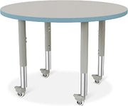 Jonti-Craft Berries 6488JCM131 Round Activity Table - 36" Diameter, Mobile - Freckled Gray/Coastal Blue/Gray