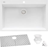 Ruvati 30 x 20 inch epiGranite Drop-in Topmount Granite Composite Quartz Single Bowl Kitchen Sink - Arctic White - RVG1030WH