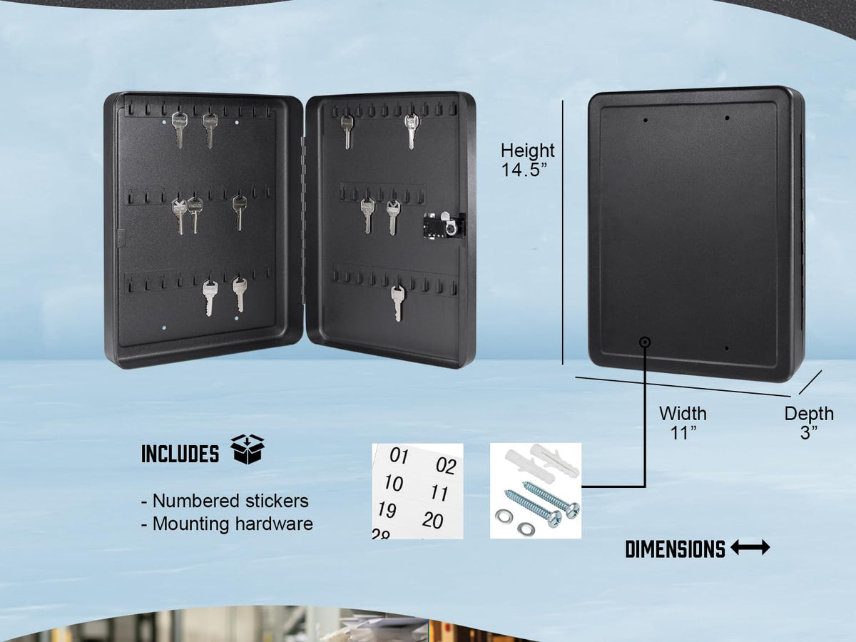 Wall Mount 57 Position Key Cabinet with Combination Code by Barska – 57 Keys, 57.0 load, Alloy Steel, Black