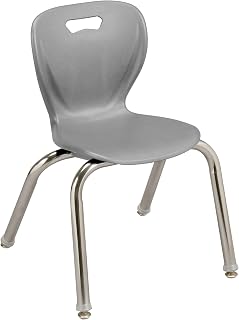 Learniture Shapes Series Stacking School Chairs with Contoured Seats, Heavy-Duty Plastic Stacking Classroom Chairs, 12" H, Set of 4, Light Gray