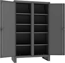 Durham Extra Heavy Duty Welded 12 Gauge Steel Lockable Double Shift Storage Cabinet, HDDS244878-8S95, 1275 lbs Shelf Capacity, 24" Length x 48" Width x 78" Height, 8 Shelves