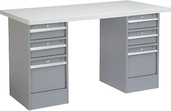Global Industrial 72" W x 24" D Workbench, 1-5/8" Square Edge Laminate Top, 3 Drawer/3 Drawer