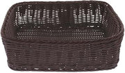 HUBERT Storage Basket, Rectangular Brown Plastic Wicker - 14" L x 12 3/4 W x 4" H