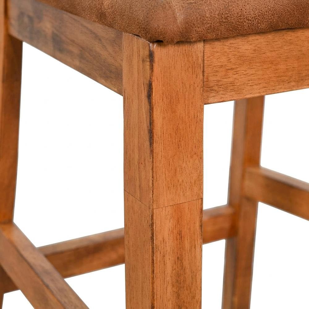 Light Brown Slatback Barstool Set by Starlight Canyon Home – Solid Wood, Mindi, Sinkai, Brown, Pack of 2