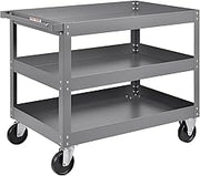 3 Shelf Deep Tray Steel Stock Cart by Global Industrial – 3"L x 24"W x 32"H, 12-Gauge Steel, Gray, Model 988845