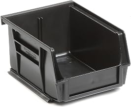 Global Industrial Plastic Stacking Bin, 4-1/8 x 5-3/8 x 3, Black, Lot of 24