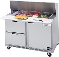 Beverage-Air SPED48HC-08-2 Elite Series - Refrigerated Sandwich Prep Table - 48" 2 Drawer Roll Top - (8) 1/6 PAN