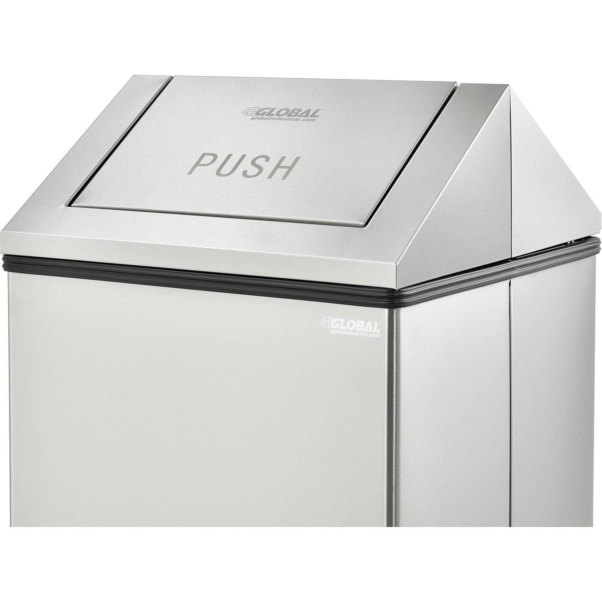 Indoor Square Trash Can with Swing Top Lid by Global Industrial – Stainless Steel, Model EK98045L-SS