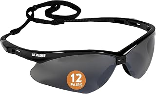 KLEENGUARD V30 Nemesis™ Safety Glasses (25688), with Mirror Coating, Smoke Lenses, Black Frame, Unisex Sunglasses for Men and Women (Pack of 144)