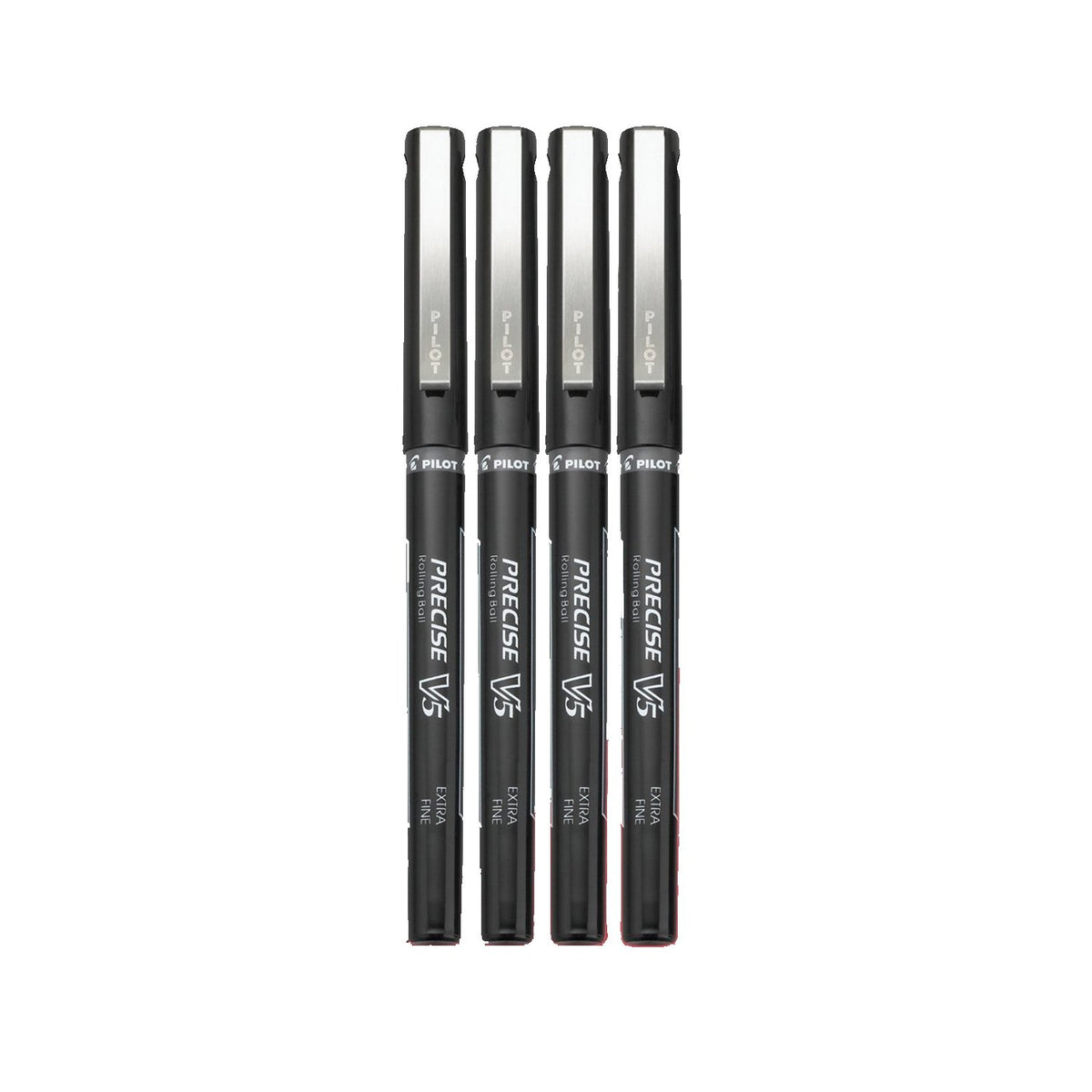 Precise V5 Stick Pens by PILOT – 4 Count (Pack of 1), Metal, Model 26002