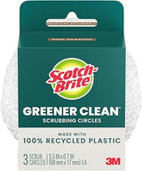 Scotch-Brite Greener Clean Recycled Scrubbing Circles, for Washing Dishes and Cleaning Kitchen, Superior Performance and Made with Sustainable Materials, Dishwasher Safe, 3 Scrubbing Circles