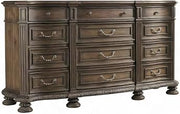 Starlight Canyon Home Pecan Veneer Home Office Credenza with Twelve Drawers, Rustic Walnut Finish for Home Office, Brown