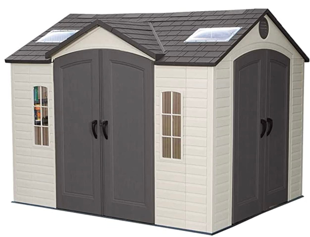 Dual Entry Storage Shed by LIFETIME – Steel-Reinforced Polyethylene, Mixed Colors, Model 60001
