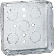 Hubbell Raco 4 in. Square Box, Drawn, 1-1/4 in. Deep with Fifteen 1/2 in. KO's, Gray, (185)