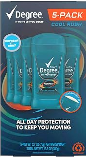 Degree Men Dry Protection Antiperspirant, Cool Rush 2.7 Oz - Pack of 5 - Packaging May Vary
